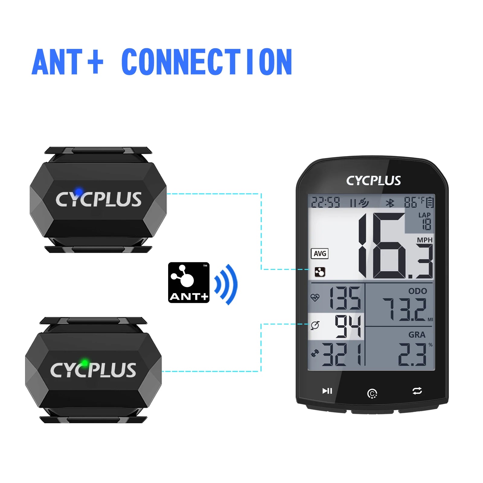 CYCPLUS Cadence Speed Dual Sensor Bike Computer Speedometer ANT+ Bluetooth Waterproof GPS Cycling Bicycle Accessories