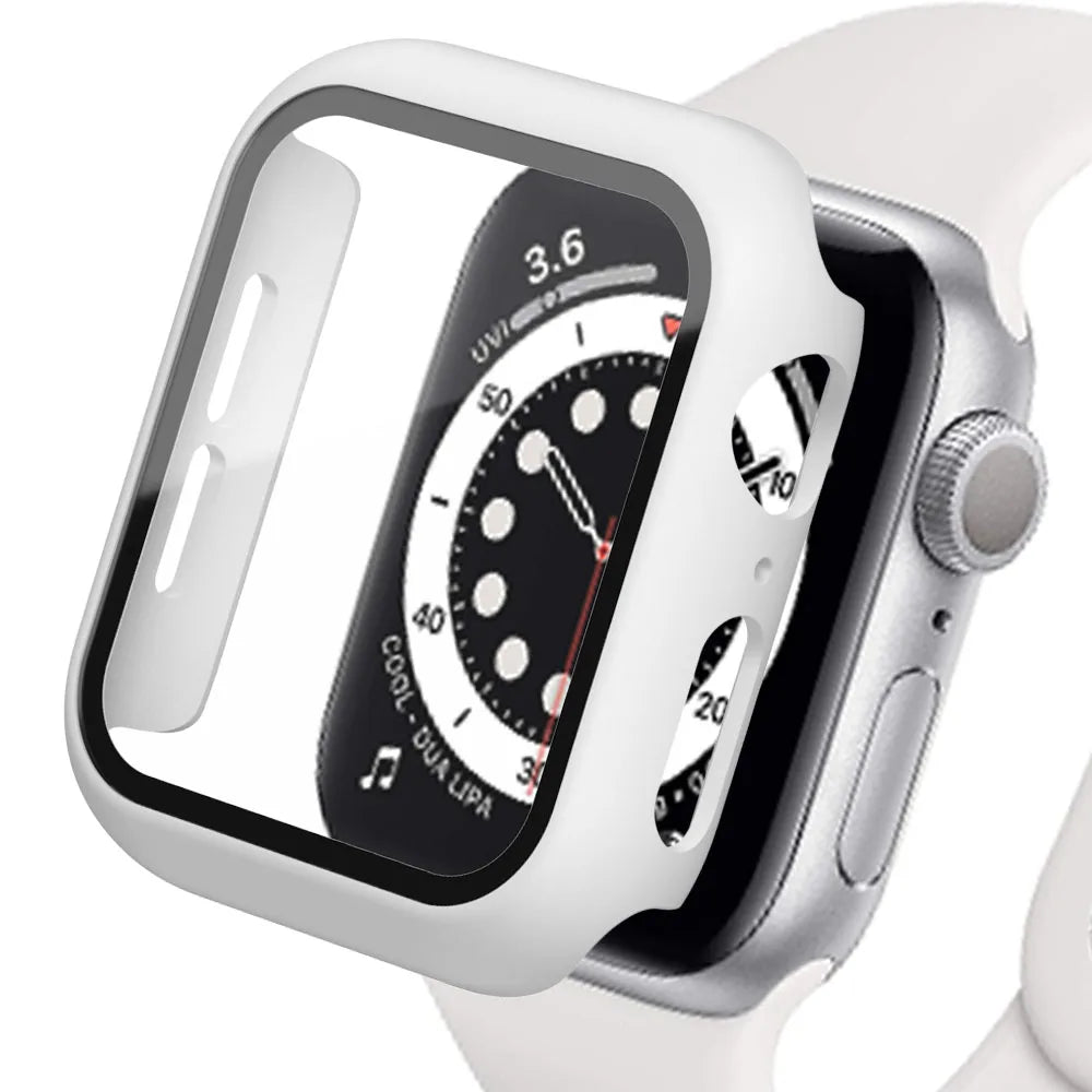 Tvrdené sklo + kryt pre príslušenstvo pre Apple Watch 45 mm 41 mm 44 mm 40 mm 42 mm Ochranný kryt obrazovky pre Apple Watch série 9 4 5 6 SE 7 8 