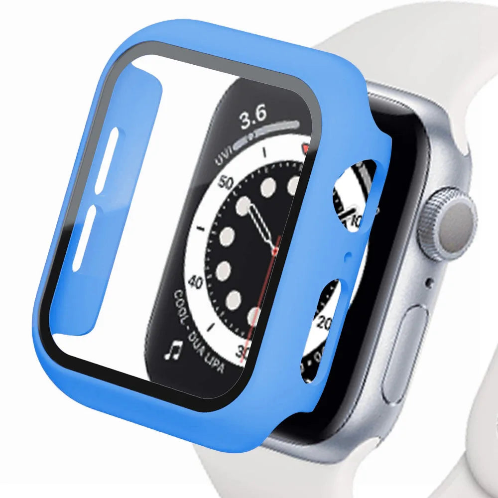 Tvrdené sklo + kryt pre príslušenstvo pre Apple Watch 45 mm 41 mm 44 mm 40 mm 42 mm Ochranný kryt obrazovky pre Apple Watch série 9 4 5 6 SE 7 8 