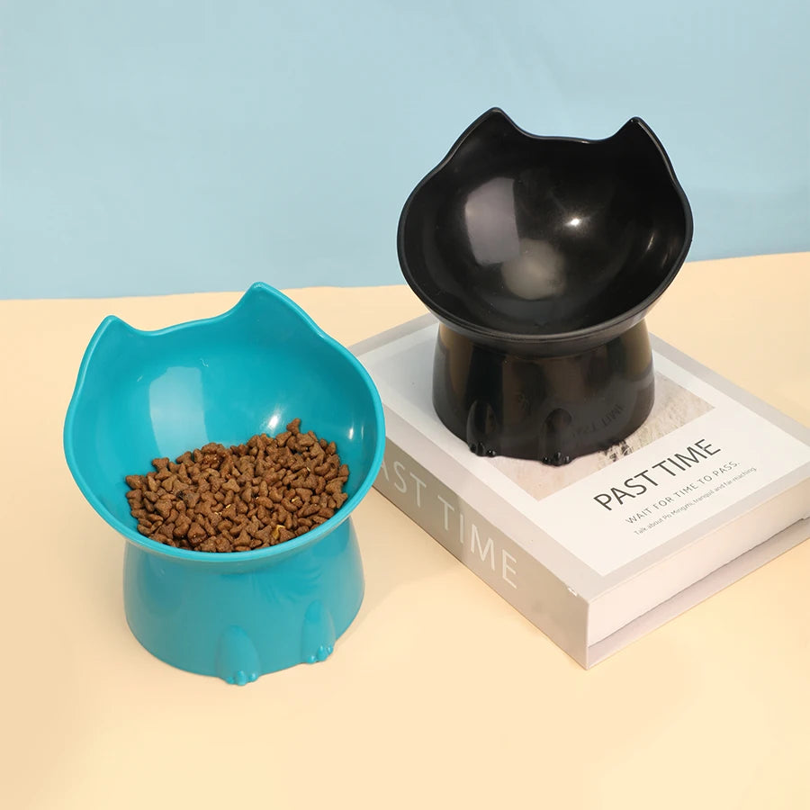 1 ks WhiskerWare Elevated Cat Bowl, plastová vyvýšená miska na kŕmenie domácich zvierat s ochranou proti prevráteniu a nakloneným okrajom, ochrana krku, krmivo pre mačiatka 
