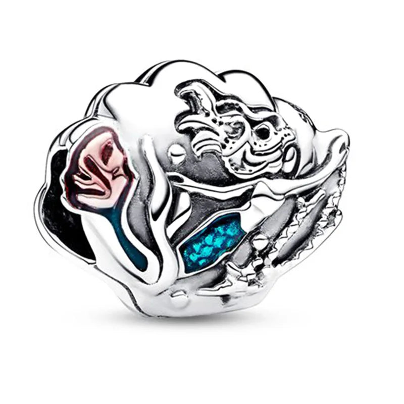 Disney Mickey Minnie princezná s motívom ľadu a snehu, kreslený seriál, prívesok s veľkým otvorom a zinkovým príveskom. 