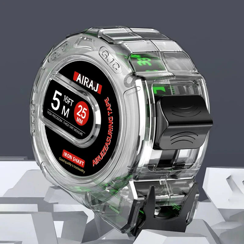 AIRAJ 3-5-7 metrový fluorescenčný zvinovací meter s presnou zosilnenou stupnicou, vodeodolný a odolný voči opotrebovaniu, viacúčelový merací nástroj 