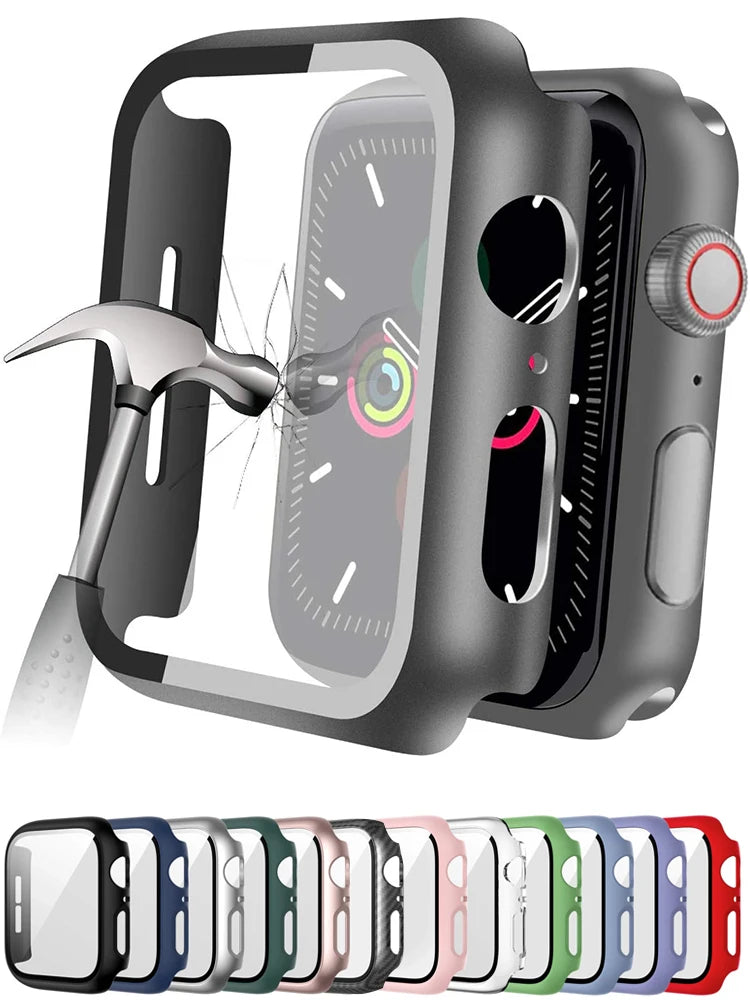 Tvrdené sklo + kryt pre príslušenstvo pre Apple Watch 45 mm 41 mm 44 mm 40 mm 42 mm Ochranný kryt obrazovky pre Apple Watch série 9 4 5 6 SE 7 8 