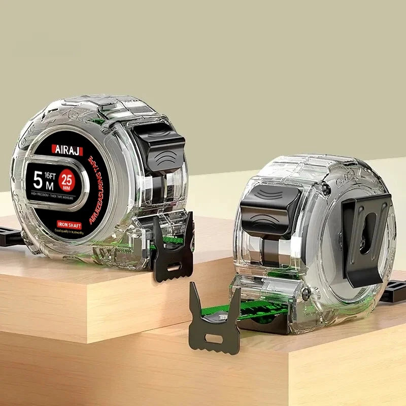 AIRAJ 3-5-7 metrový fluorescenčný zvinovací meter s presnou zosilnenou stupnicou, vodeodolný a odolný voči opotrebovaniu, viacúčelový merací nástroj 