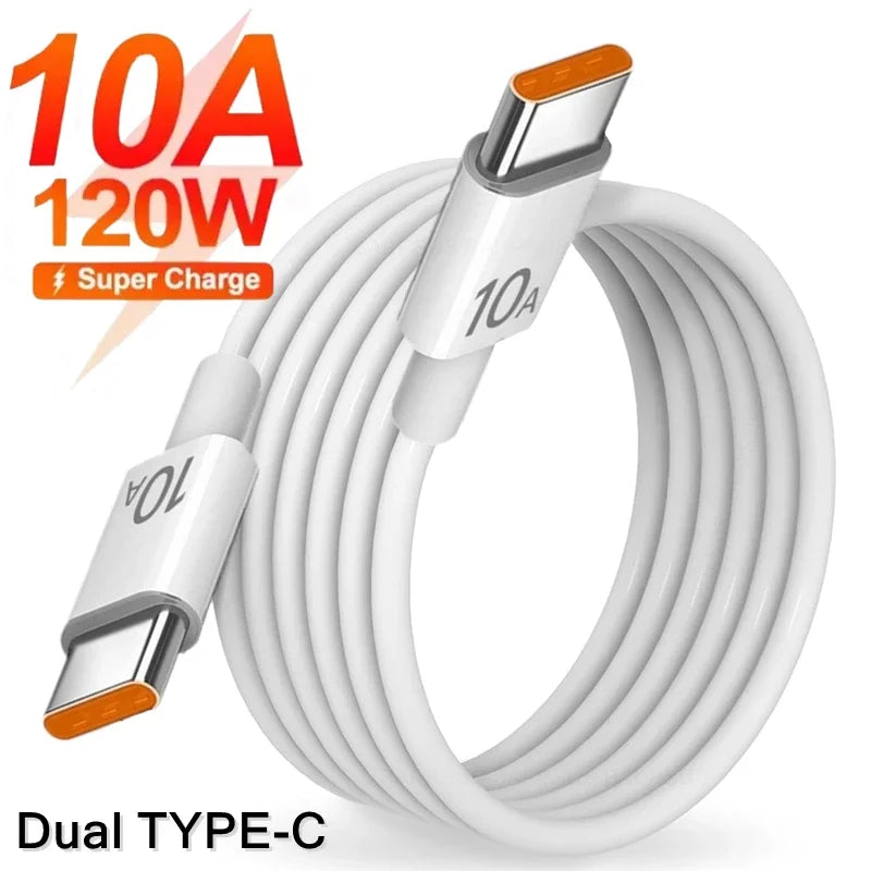 Universal 120W 10A Fast Charger PD Dual USB C To Type C Quick Charging Cable High-speed Data Transfer Wire Cord
