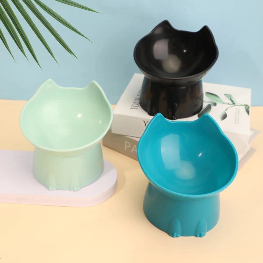 1 ks WhiskerWare Elevated Cat Bowl, plastová vyvýšená miska na kŕmenie domácich zvierat s ochranou proti prevráteniu a nakloneným okrajom, ochrana krku, krmivo pre mačiatka 