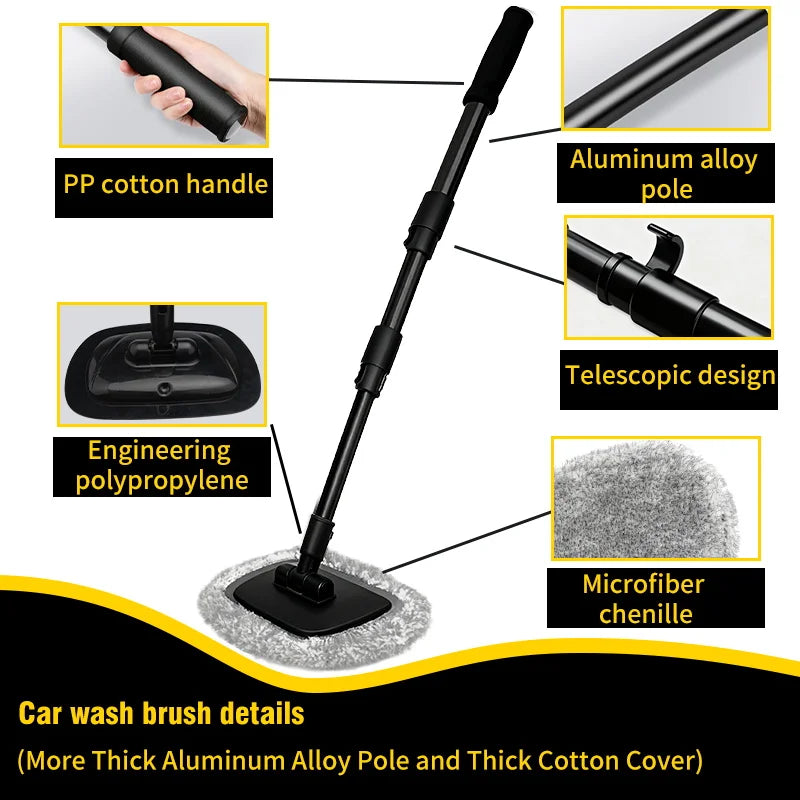 New Car Wash Mop Cleaning Brush Telescoping Long Handle Cleaning Mop Retractable Bent Bar Car Wash Brush Car Cleaning Tools