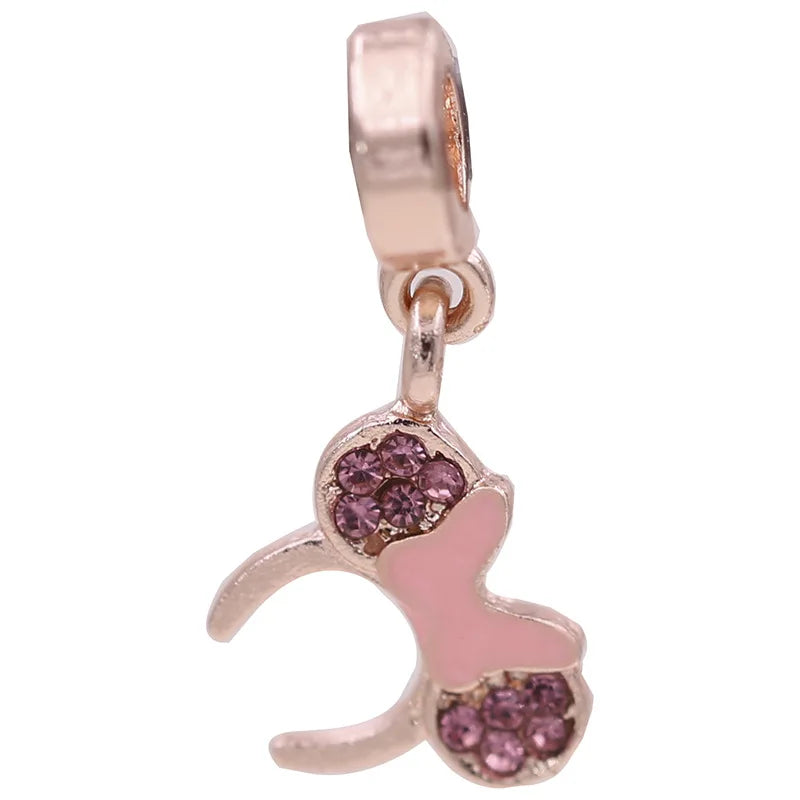 Disney Mickey Minnie princezná s motívom ľadu a snehu, kreslený seriál, prívesok s veľkým otvorom a zinkovým príveskom. 