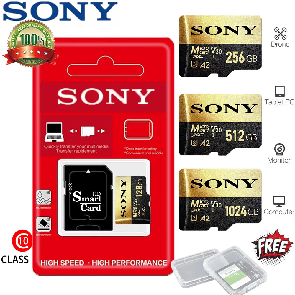 Pamäťová karta SONY Micro SD TF Mini 1TB, trieda 128 GB, 256 GB, vysokorýchlostná pamäťová karta Flash pamäť TF Mecard C10 pre Xiao Mi