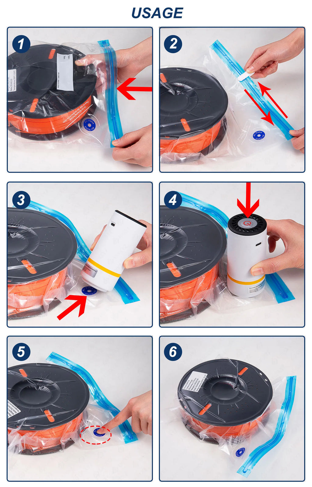 Vrecko na uskladnenie filamentu pre 3D tlačiarne, PLA ABS PETG, vákuové vrecko, sušička, bezpečné uloženie, tesniace vrecká odolné voči vlhkosti, udržiavajú filament suchý a uzavretý 