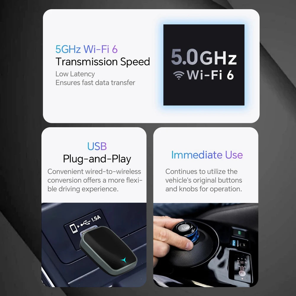 2025 NEW 2 In 1 Wireless Carplay AI Box Android Auto Plug And Play Applicable To Convert Original Car Wired Carplay To Wireless