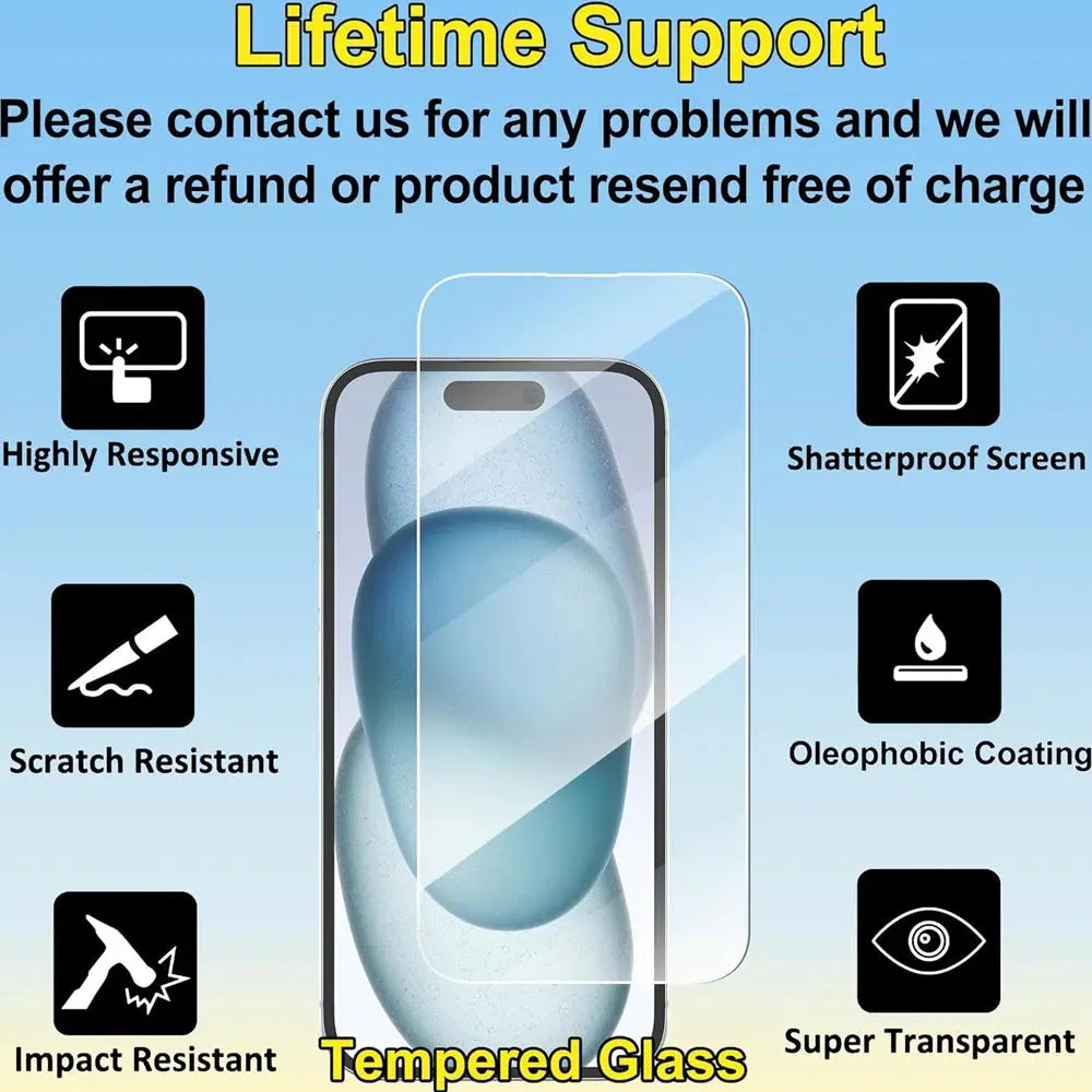 Clear Tempered Glass Screen Protector for iPhone - 5 Pack