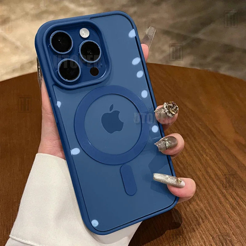 Ružový priehľadný akrylový kryt pre iPhone 17 Air 16 15 14 13 12 11 Pro Max Plus, pevný, nárazuvzdorný, výkonný magnetický kryt MagSafe. 