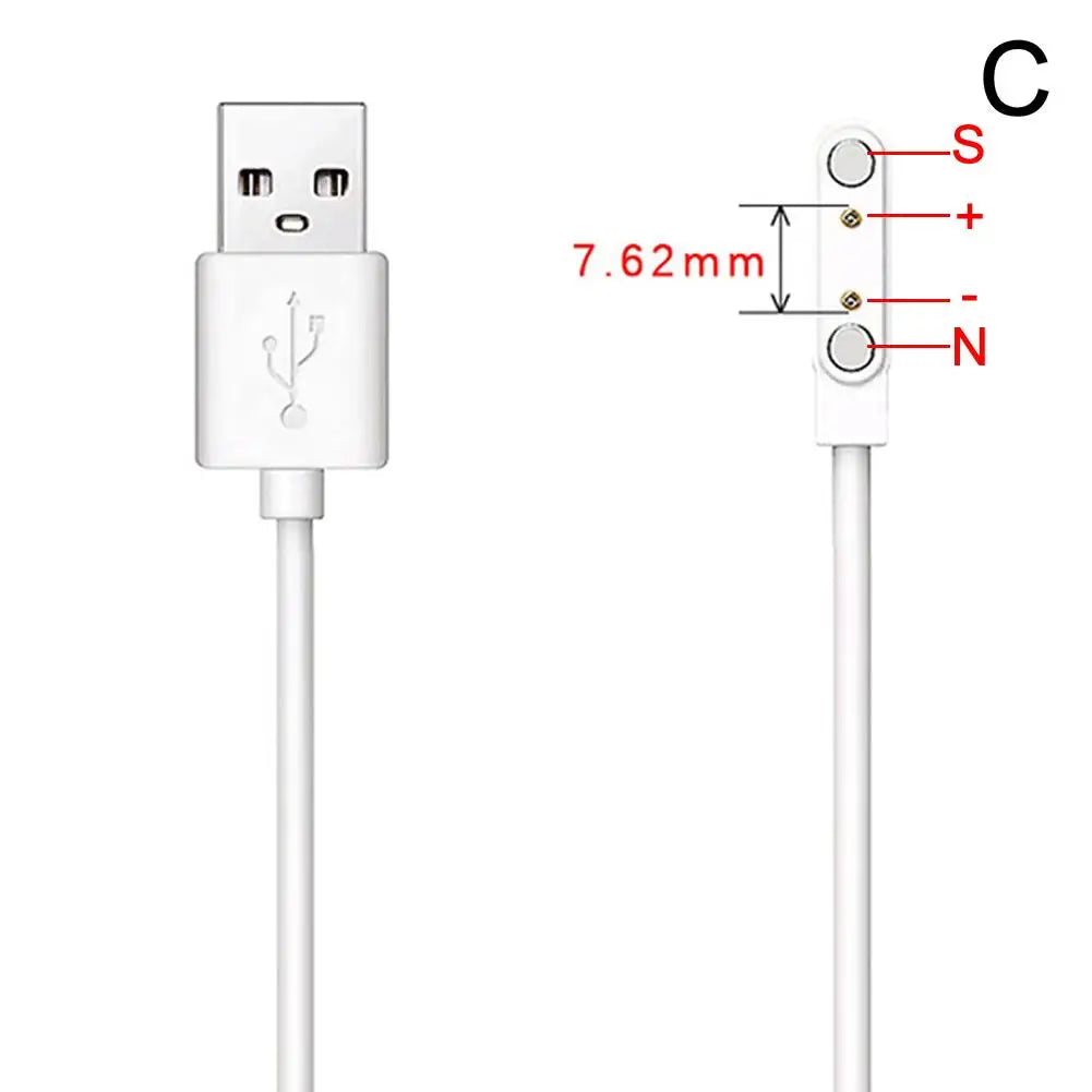 Magnetic Charge Charging Cable For Smart Watch For 2 Pins 2.84/4/7.62mm Distances Black Novel USB Power Charger Cables Universal
