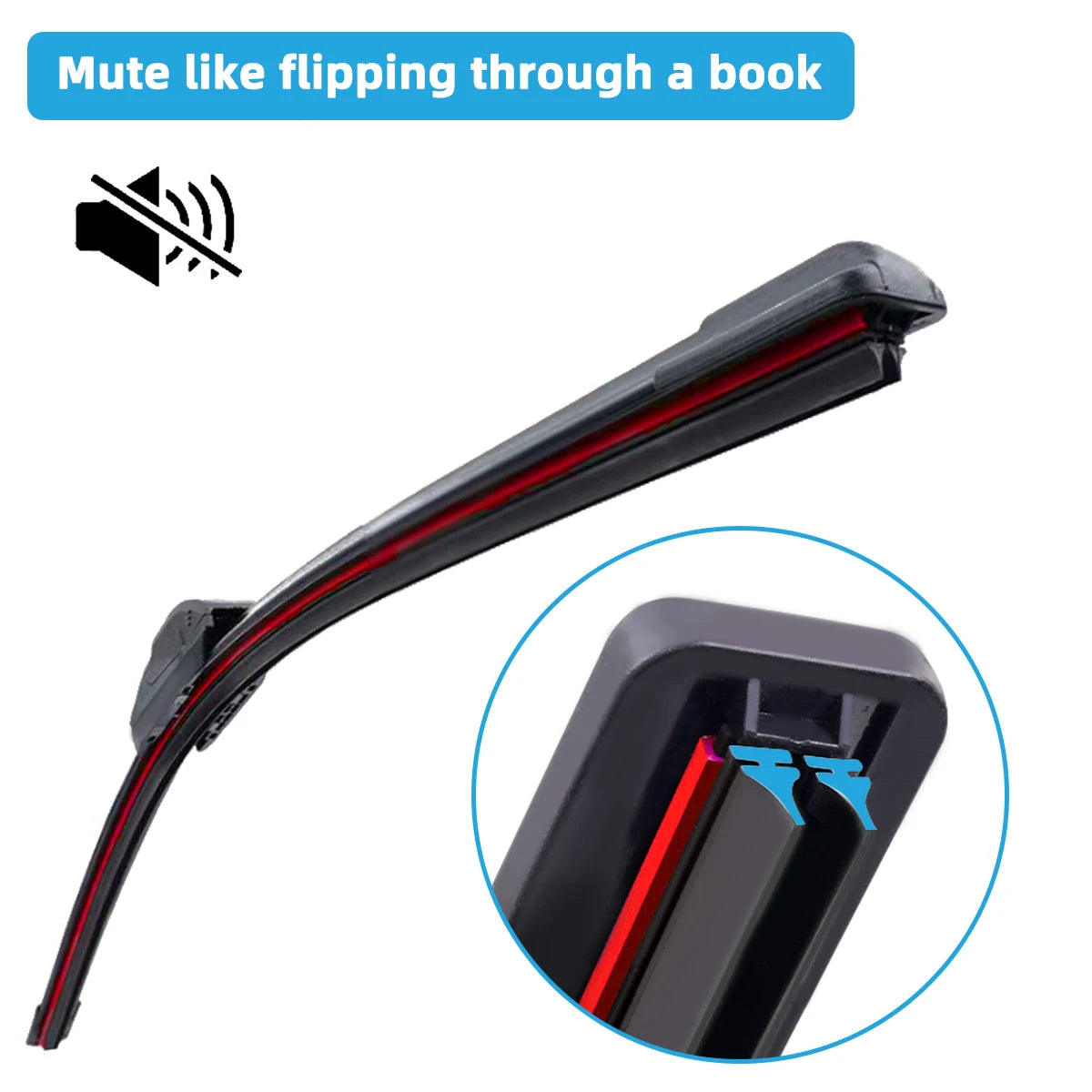 1PC Universal double rubber strip J/U-shaped wiper blade, front wiper glass cleaner wiping blade