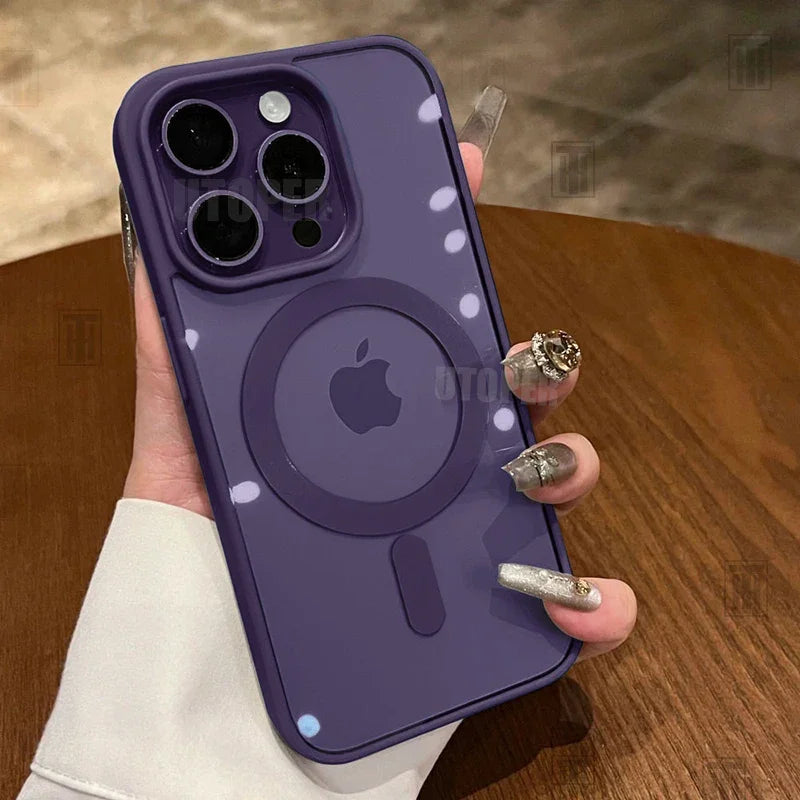 Ružový priehľadný akrylový kryt pre iPhone 17 Air 16 15 14 13 12 11 Pro Max Plus, pevný, nárazuvzdorný, výkonný magnetický kryt MagSafe. 