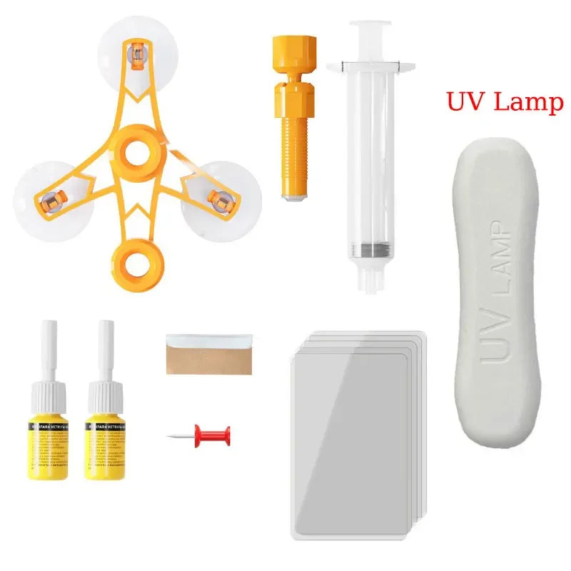 Windshield Car Crack Repair Kit DIY Window Mobile Screen Kit Cure Glue Car Glass Scratch Crack Repair Accessories Clean Neat