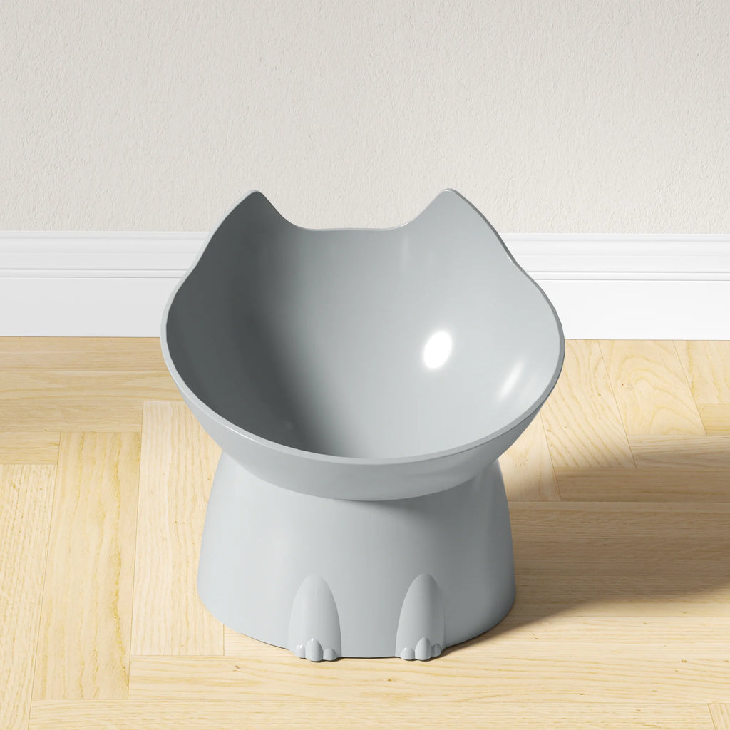 1 ks WhiskerWare Elevated Cat Bowl, plastová vyvýšená miska na kŕmenie domácich zvierat s ochranou proti prevráteniu a nakloneným okrajom, ochrana krku, krmivo pre mačiatka 