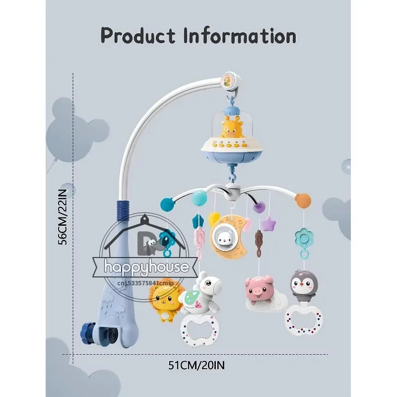 Hudobný mobil do detskej postieľky so svetlami, hudobná projekcia pre dojčatá, diaľkové ovládanie, hračky do postieľky pre novorodencov, mobil do postieľky, hračky 