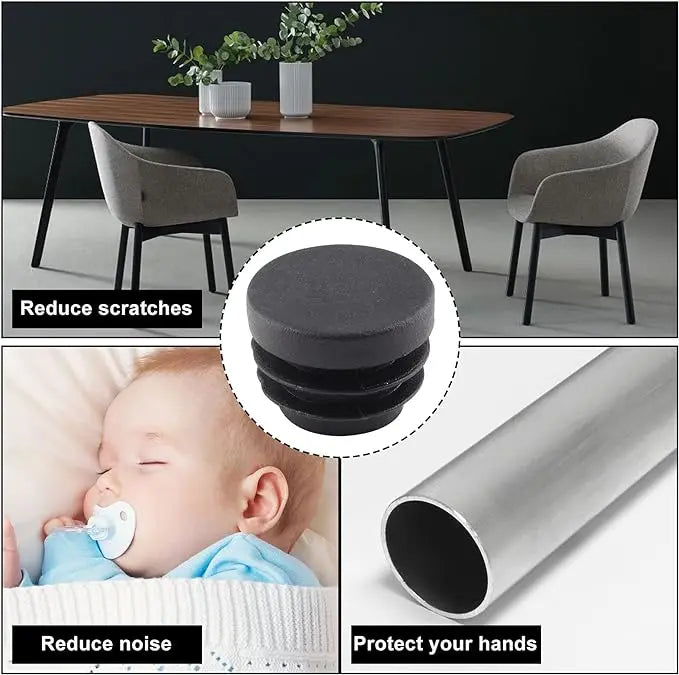 8 PCS Black Round Plastic Blanking End Cap Tube Pipe Inserts Plug Bung Insert Stopper For Chair Leg Pipe tapon tubo
