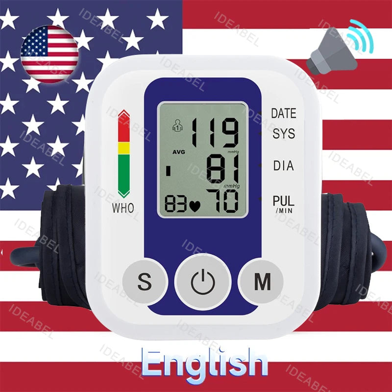 Portable Tonometer Digital Tensiometer Heart Rate Monitor Arm Blood Pressure Monitor BP Equipment Automatic Professional Medical