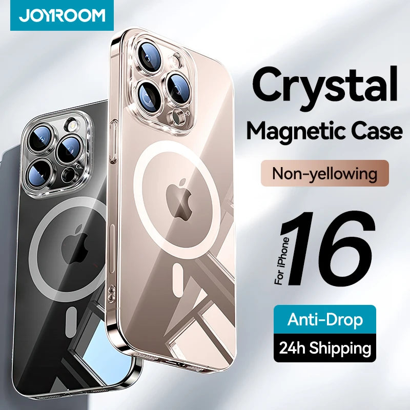 Joyroom Magnetic Case For iPhone 17 16 Pro Max Case Anti Yellow Transparent Cover For iPhone 17 Pro Wireless Charger Thin Cover