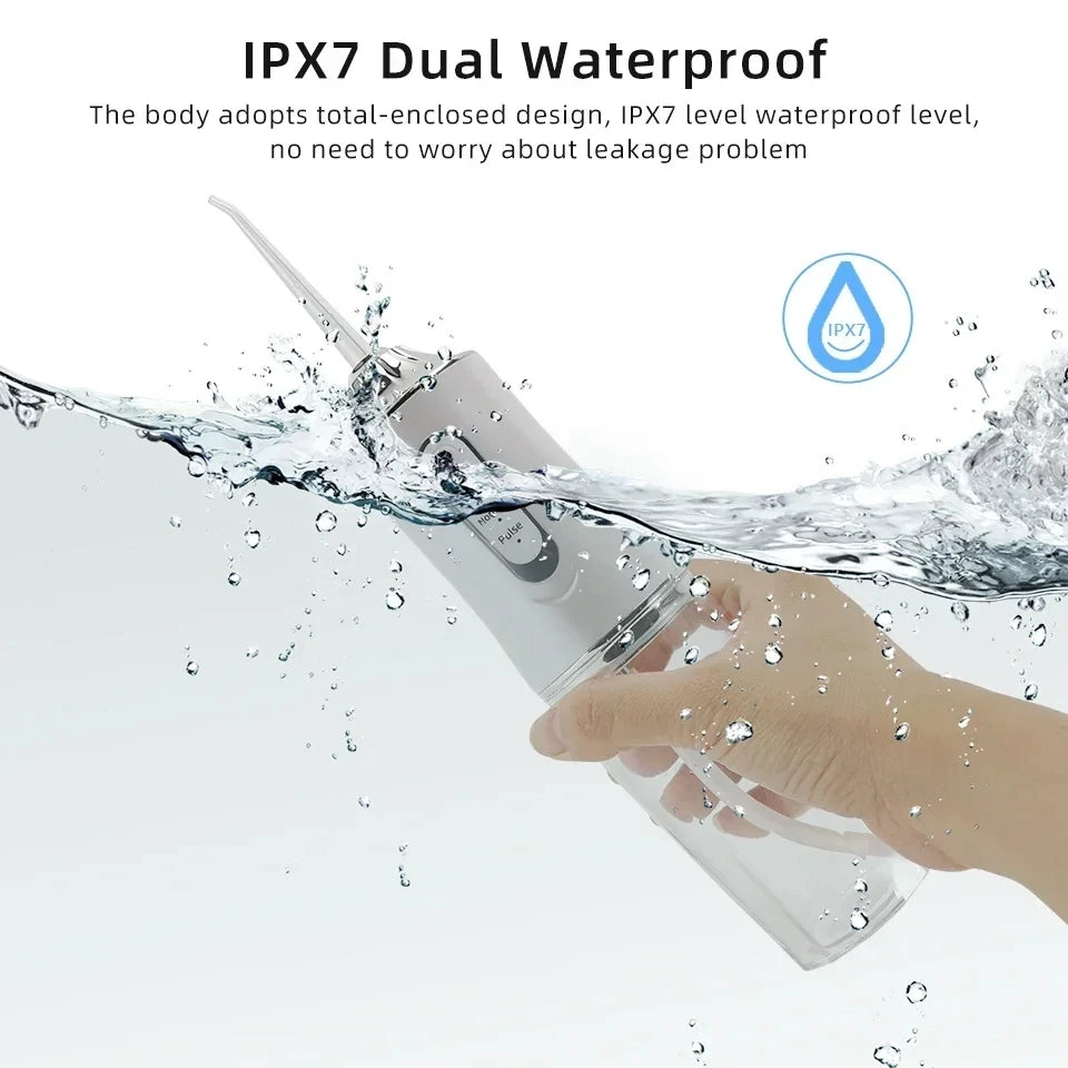 Prenosný inteligentný elektrický ústny irigátor, vodná flosser, 4 trysky, 3 režimy, nabíjateľný zubný vodný irigátor, čistič zubov 