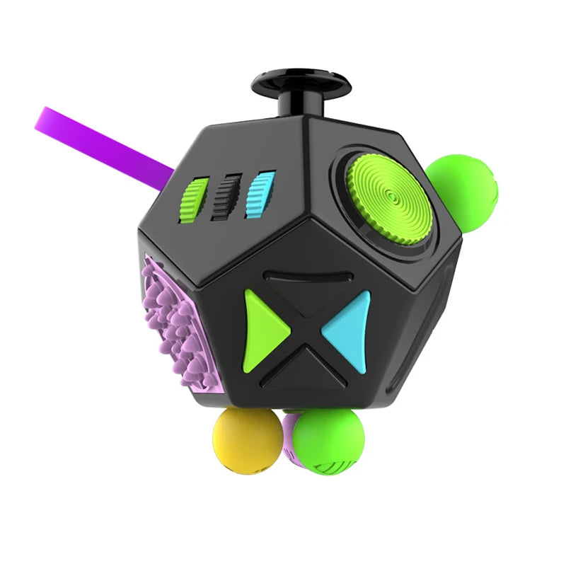 6/12 Sides Cube Decompression Toy Rainbow Stress Relief Autism ADHD OCD Anxiety Sensory Toys Fingertip Desk Toy for Kids Adult