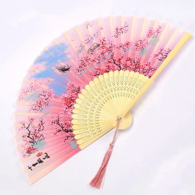 Chinese Fan Hand Folding Fan Bamboo Silk Women Black Fan Summer Female Dance Hand Folding Fan Party Gift Hand Fans For Women