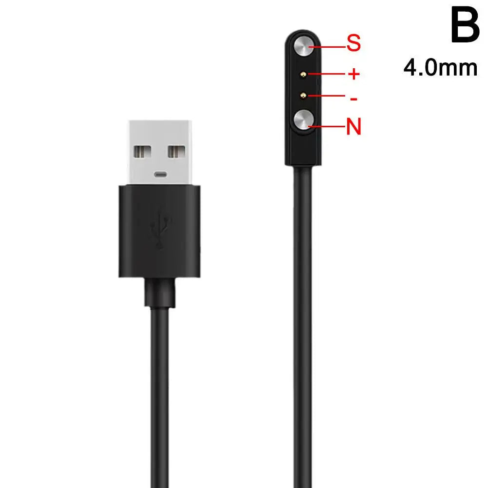 Magnetic Charge Charging Cable For Smart Watch For 2 Pins 2.84/4/7.62mm Distances Black Novel USB Power Charger Cables Universal